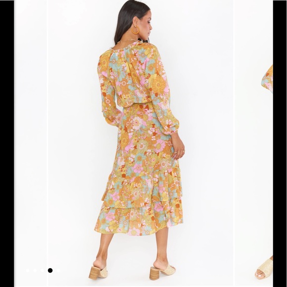 Show Me Your Mumu Cait Midi Dress size Small color groovy blooms - Picture 3 of 5